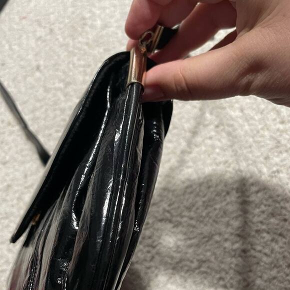 Vintage Women's Eel Skin Leather of the Sea Shoulder Bag Black Mini Purse - Picture 5 of 13